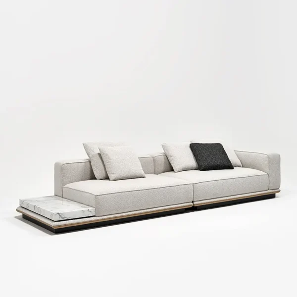 Classic White Fabric Sofa HlS012 - Image 3