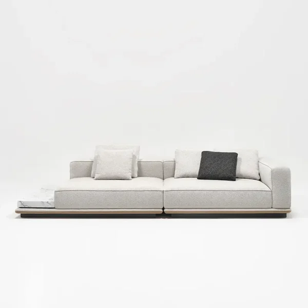 Classic White Fabric Sofa HlS012 - Image 2