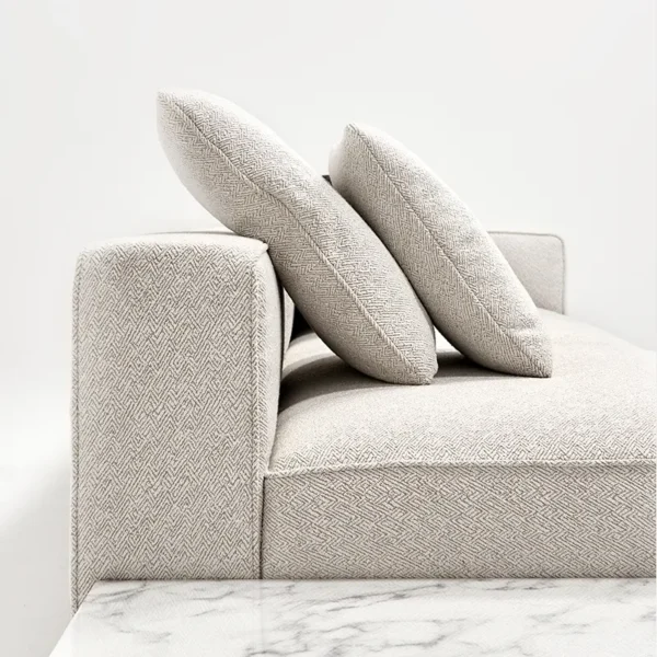 Classic White Fabric Sofa HlS012 - Image 4