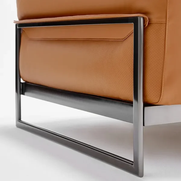 Vibrant Orange Leather Sofa HLS004 - Image 4