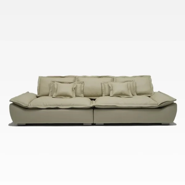 Cozy Tan Leather Sofa HLS013 - Image 2
