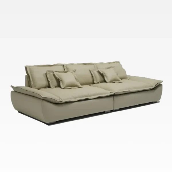 Cozy Tan Leather Sofa HLS013 - Image 3