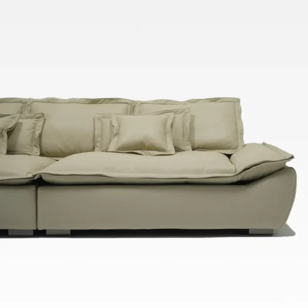 Cozy Tan Leather Sofa HLS013 - Image 4