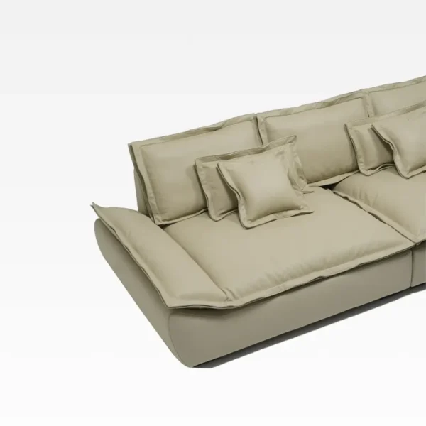 Cozy Tan Leather Sofa HLS013 - Image 5