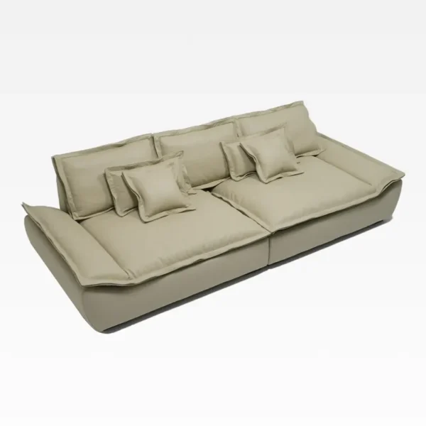 Cozy Tan Leather Sofa HLS013